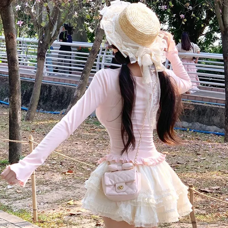 TUSHIFEI Skirt Set Women's Two Piece Set+Hair Tie Includes-2
