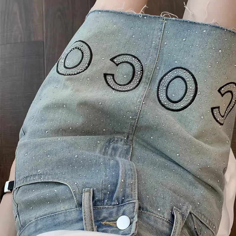 TUSHIFEI Denim Short Skirts Women's Blue+Hair Tie Comes With-4