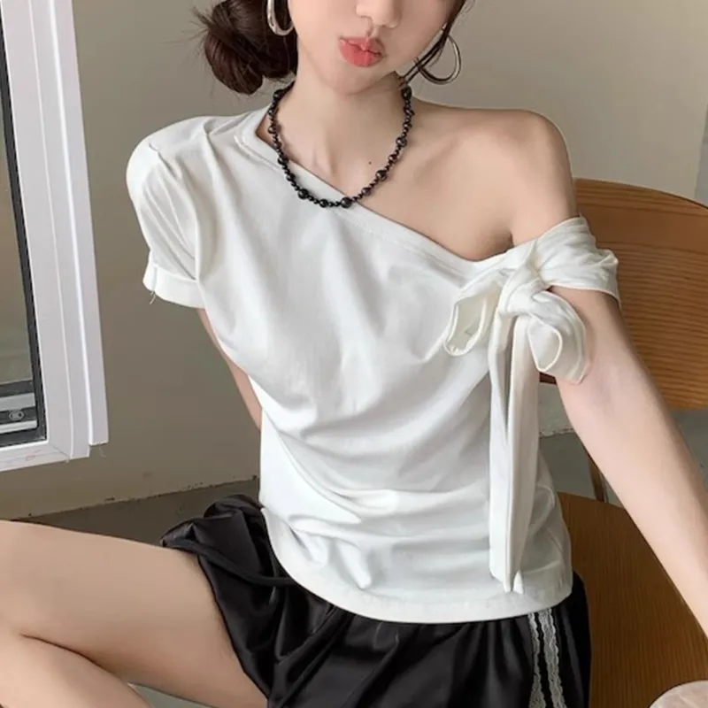 TUSHIFEI T Shirts Women's White+Hair Tie Comes With-5