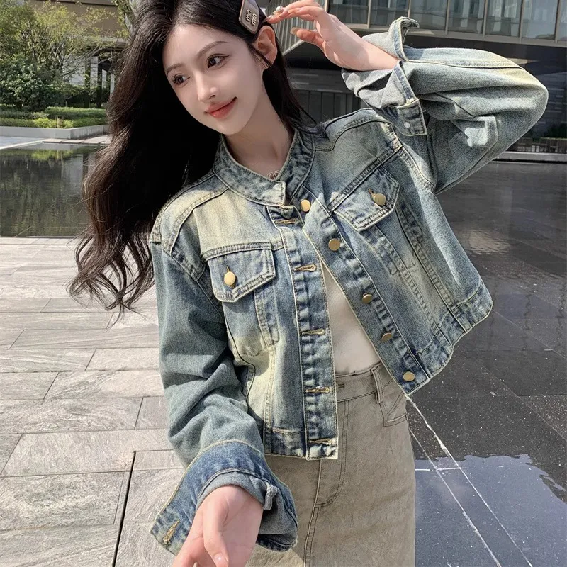 TUSHIFEI Denim Jacket Women's Image Color-4