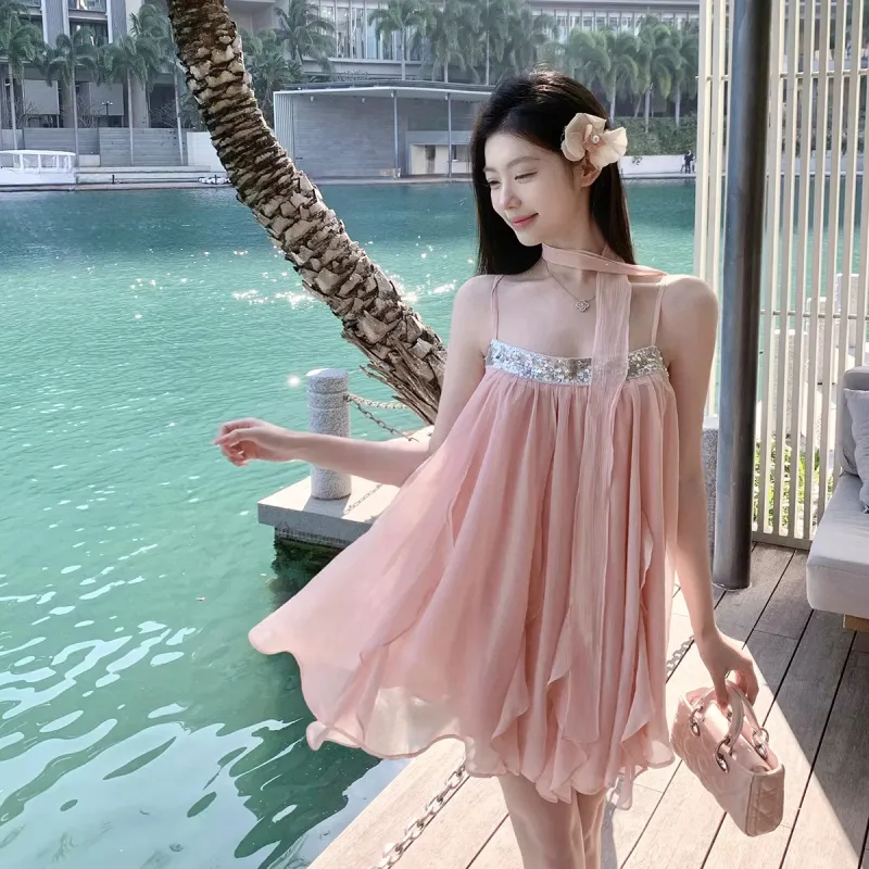 TUSHIFEI Slip Dress Women's Pink-2