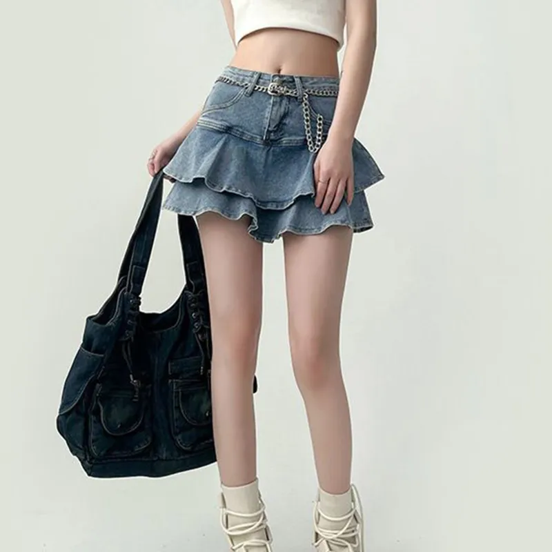TUSHIFEI Denim Short Skirts Women's-4