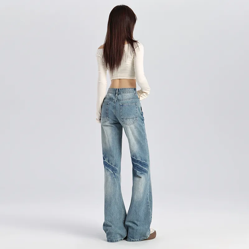 TUSHIFEI Jeans Women's Vintage Blue-4