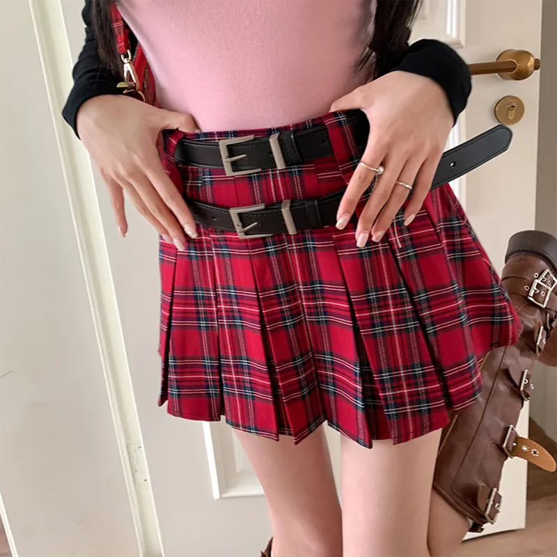 TUSHIFEI Casual Short Skirts Women's Red-2