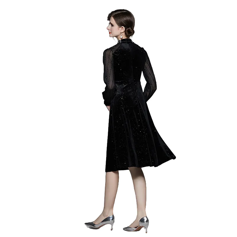 TUSHIFEI Long-Sleeved Dresses Women's Black-0