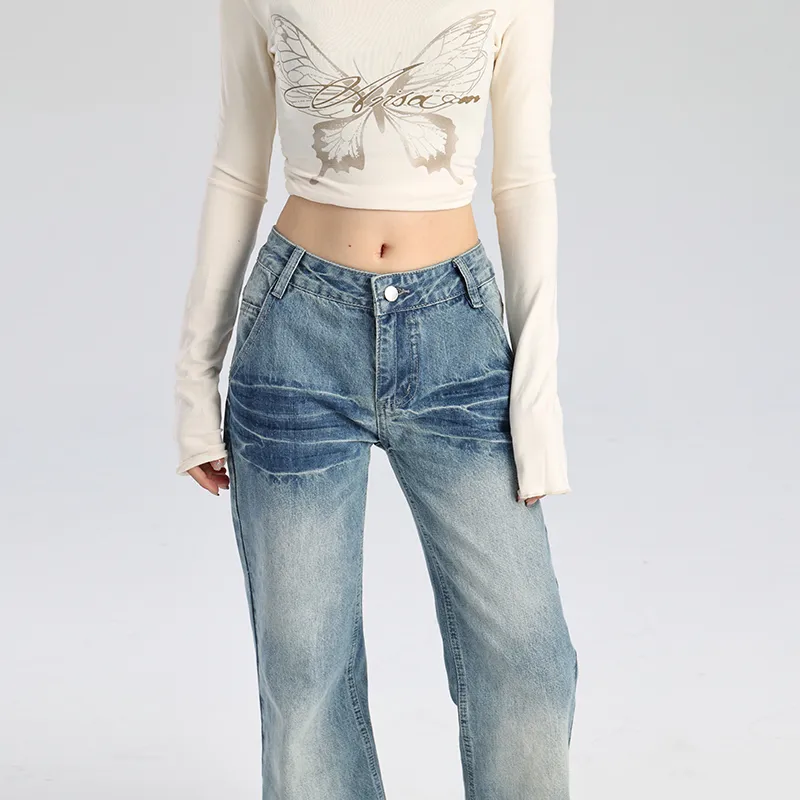 TUSHIFEI Jeans Women's Vintage Blue-7