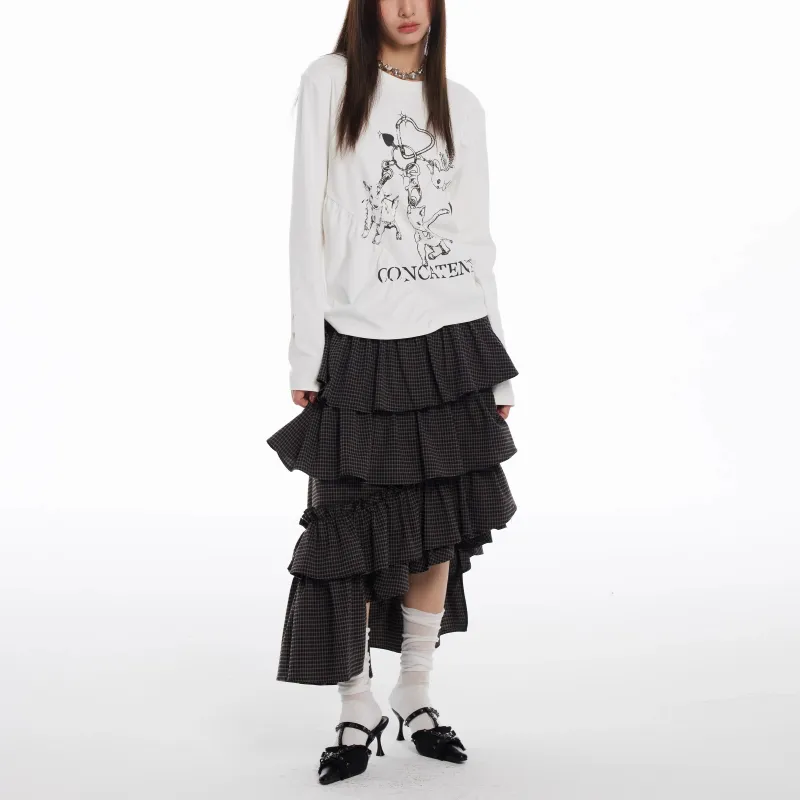 TUSHIFEI Casual Long Skirt Women's Black-4