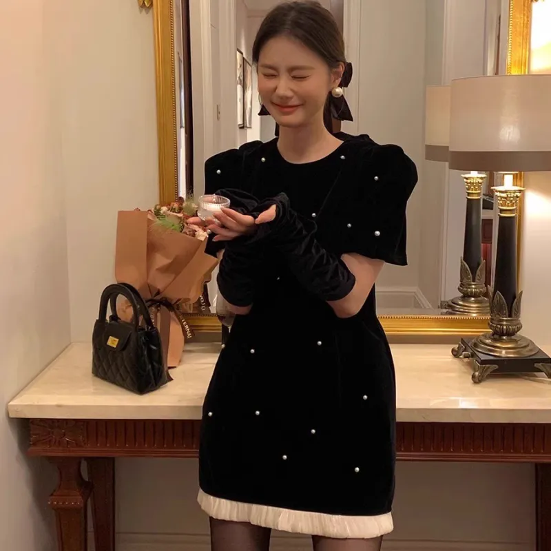 TUSHIFEI Long Sleeved Dresses Women's Black-4
