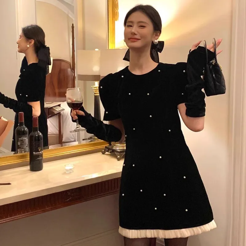 TUSHIFEI Long Sleeved Dresses Women's Black-2