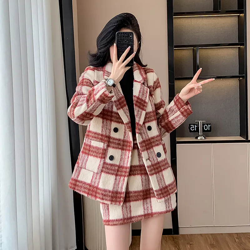 TUSHIFEI Skirt Set Women's Plaid-3