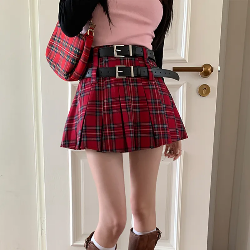 TUSHIFEI Casual Short Skirts Women's Red-4