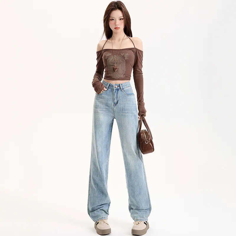 TUSHIFEI Jeans Women's Light Blue-2