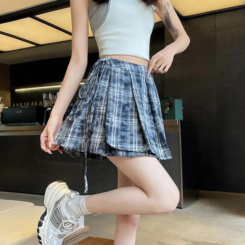 TUSHIFEI Casual Short Skirts Women's Blue-4