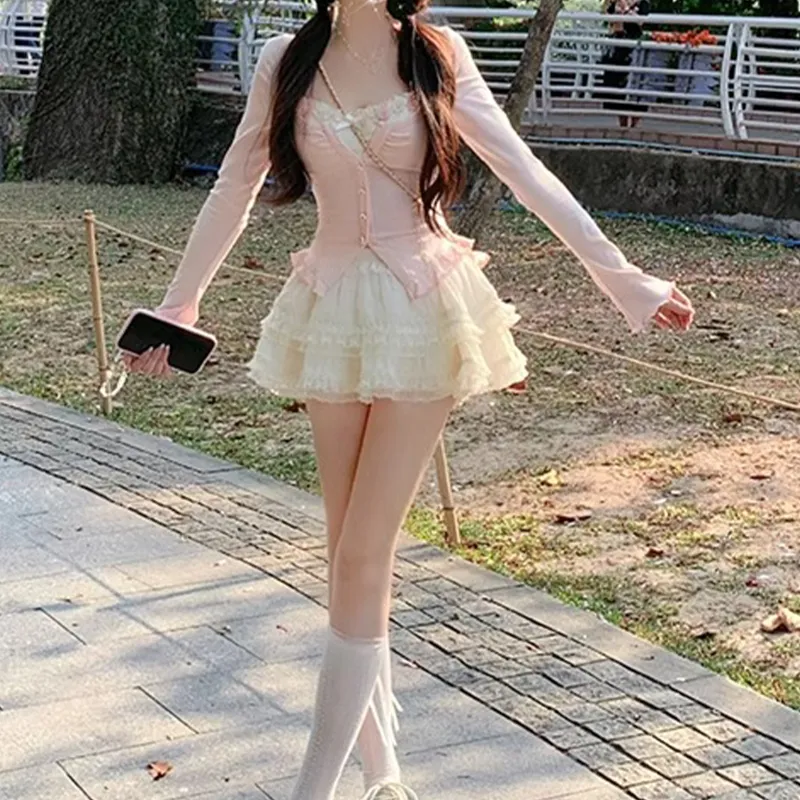 TUSHIFEI Skirt Set Women's Two Piece Set+Hair Tie Includes-3