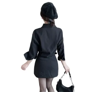 TUSHIFEI Long Sleeved Dresses Women's Black