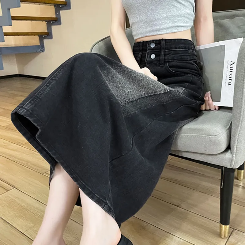 TUSHIFEI Denim Long Skirt Women's-6