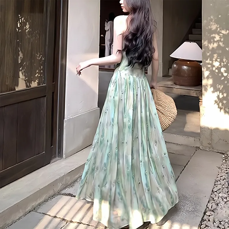 TUSHIFEI Slip Dresses Women's Green+Hair Tie Included-1