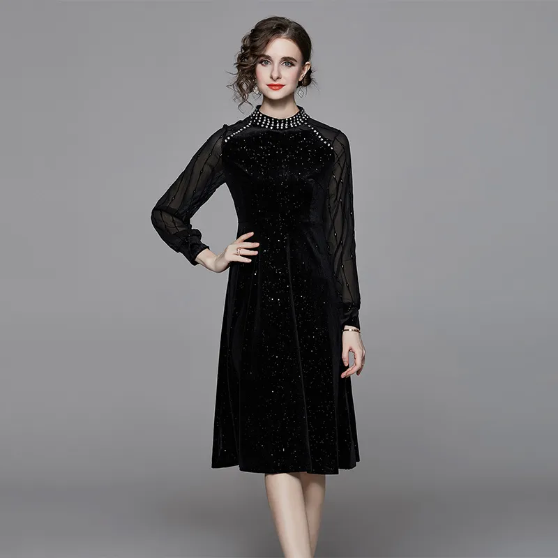 TUSHIFEI Long-Sleeved Dresses Women's Black-2