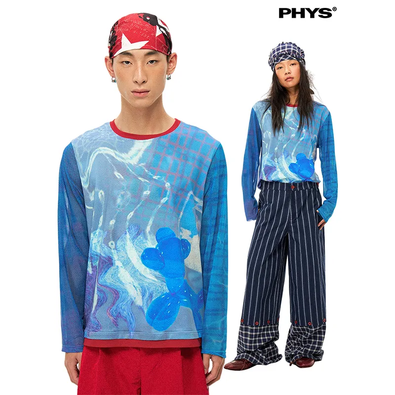 WULISHAONIAN T Shirts Unisex Blue Red-2
