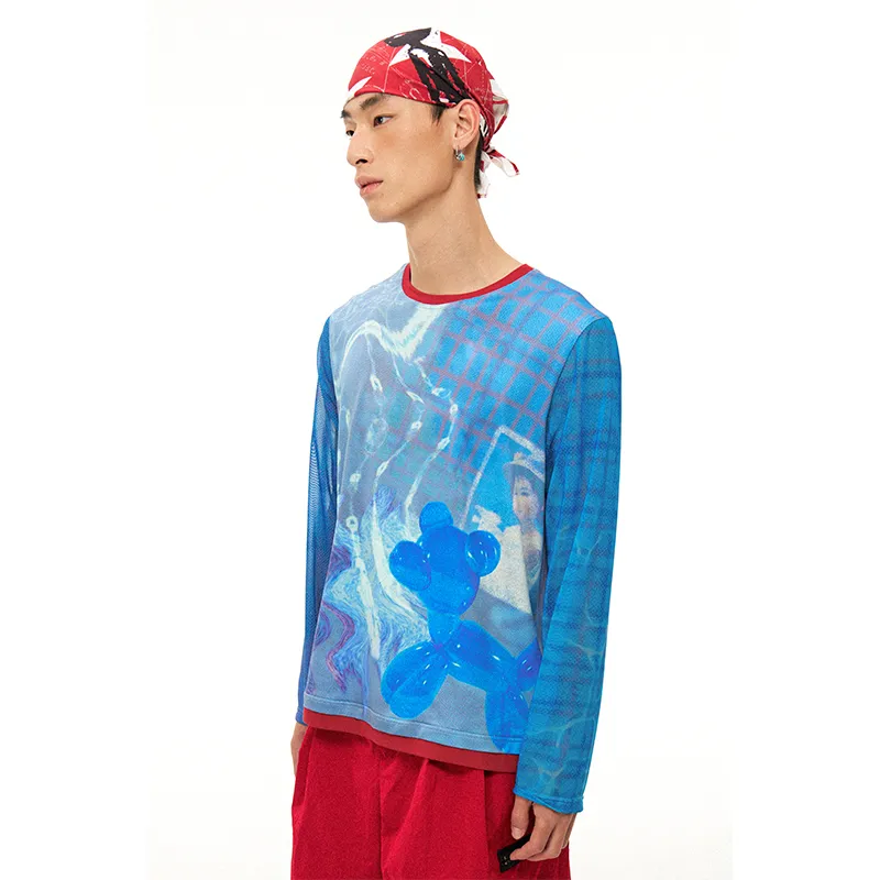 WULISHAONIAN T Shirts Unisex Blue Red-3