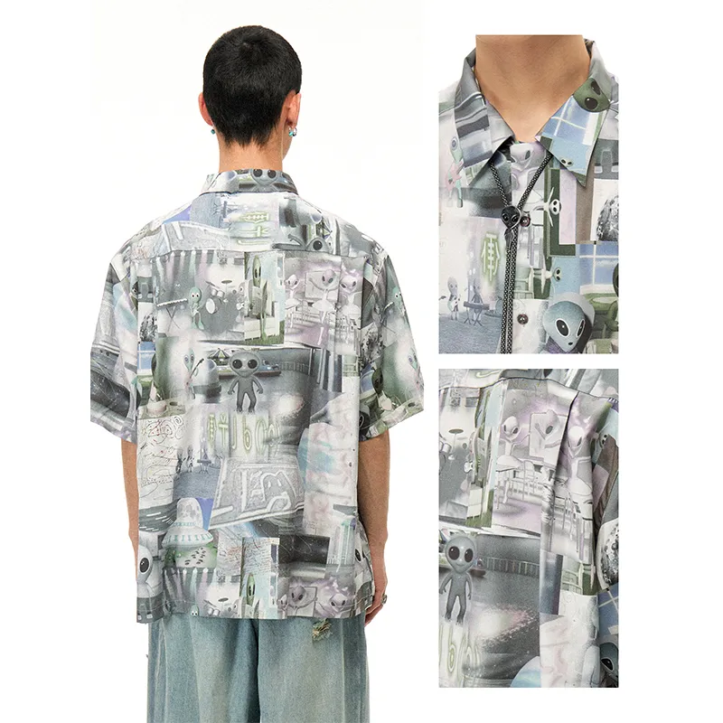 WULISHAONIAN Shirts Unisex Planet Gray-4