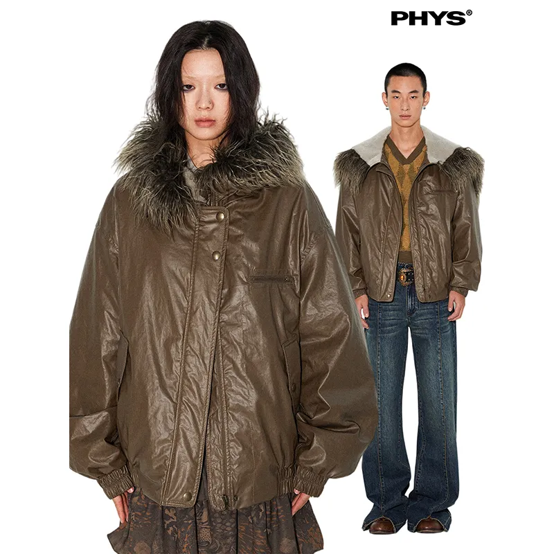 WULISHAONIAN Jackets Coats Unisex Brown Green-2