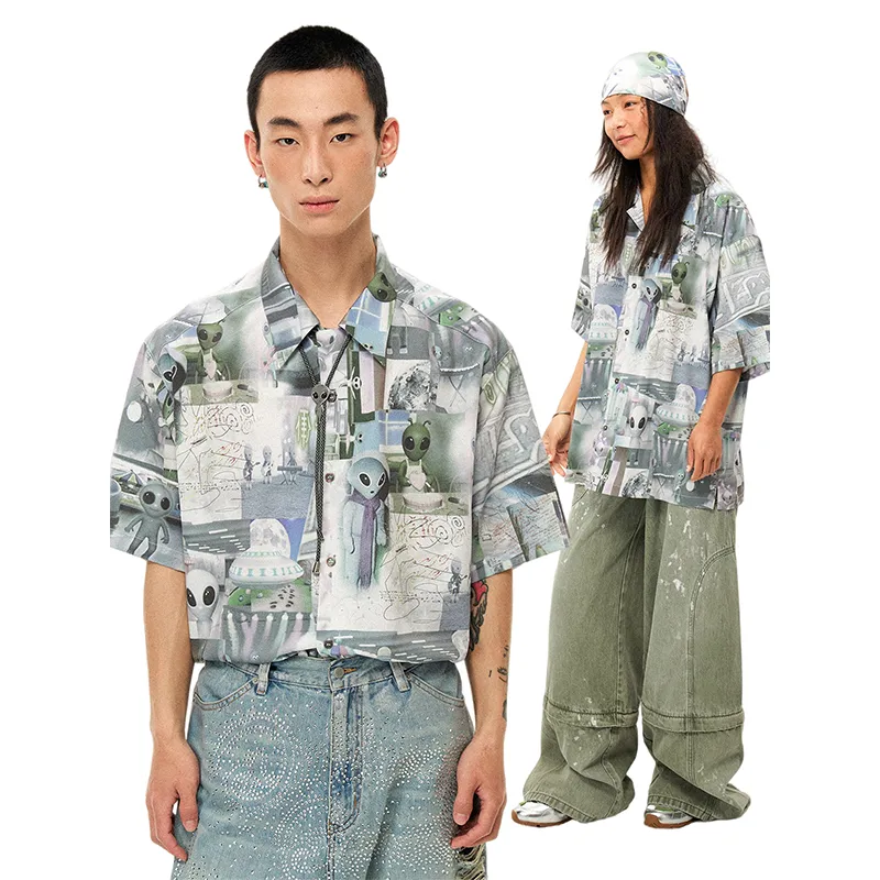 WULISHAONIAN Shirts Unisex Planet Gray-6