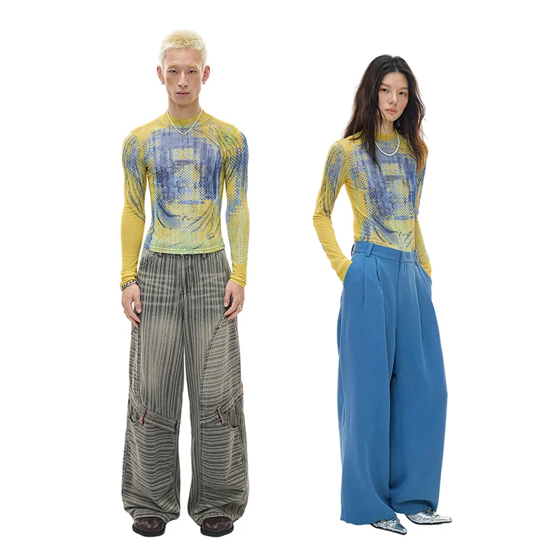WULISHAONIAN T Shirts Unisex Yellow Blue-6
