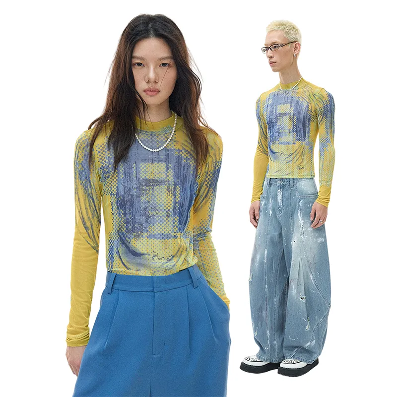 WULISHAONIAN T Shirts Unisex Yellow Blue-3