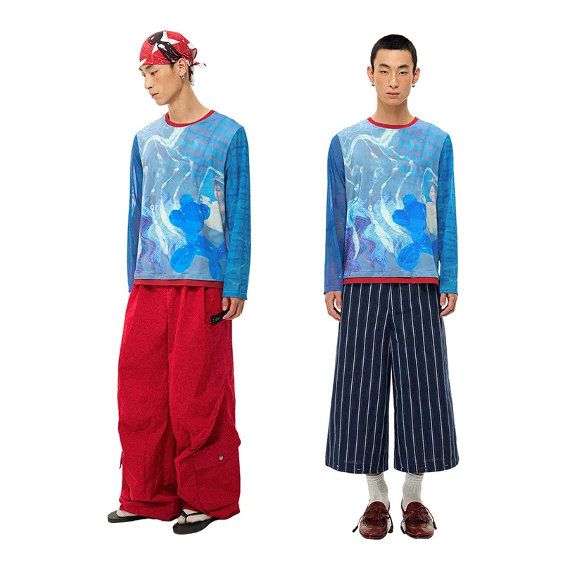 WULISHAONIAN T Shirts Unisex Blue Red-5
