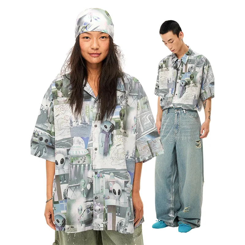 WULISHAONIAN Shirts Unisex Planet Gray-3