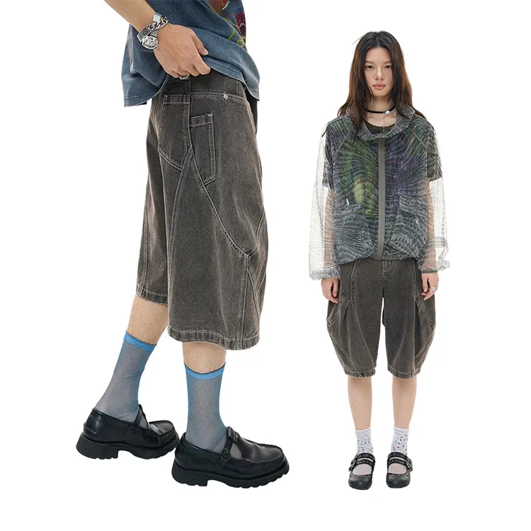 WULISHAONIAN Denim Shorts Unisex-3