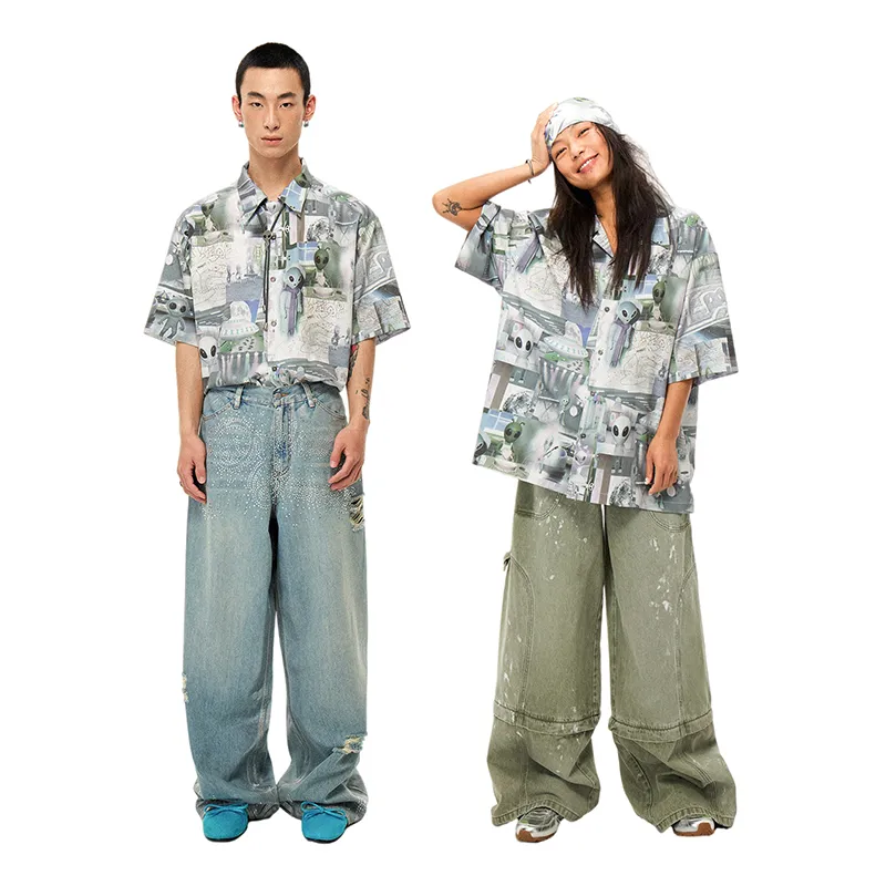 WULISHAONIAN Shirts Unisex Planet Gray-5