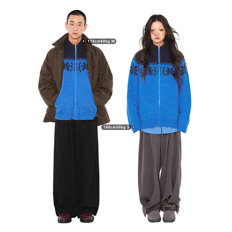 WULISHAONIAN Sweater Unisex Navy Blue-3