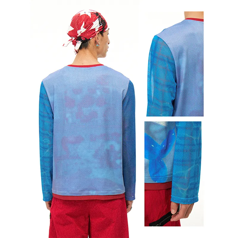 WULISHAONIAN T Shirts Unisex Blue Red-4