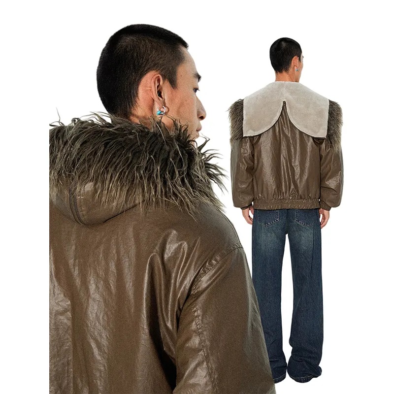 WULISHAONIAN Jackets Coats Unisex Brown Green-4