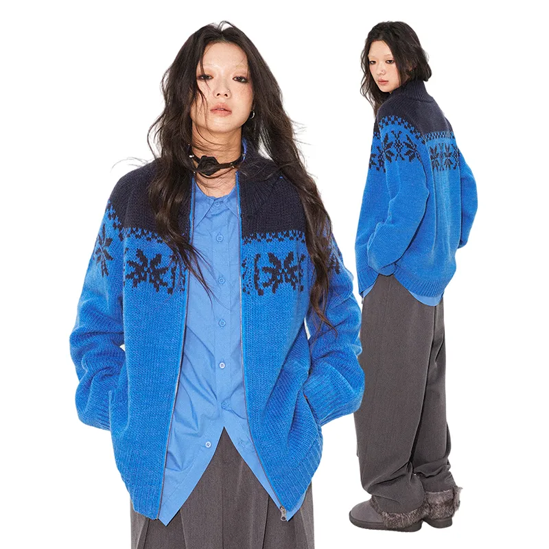 WULISHAONIAN Sweater Unisex Navy Blue-4