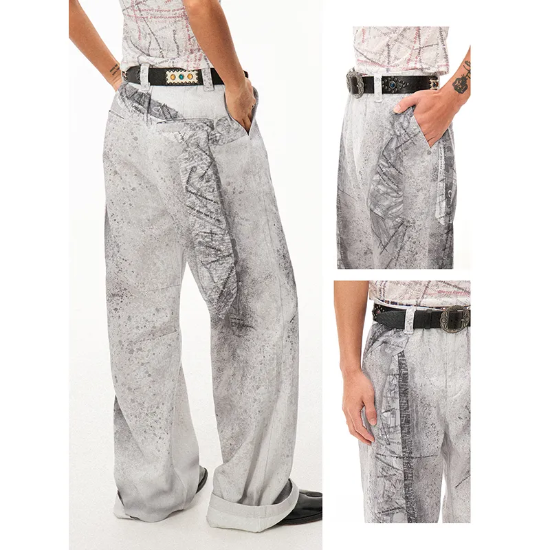 WULISHAONIAN Jeans Unisex Black White-2