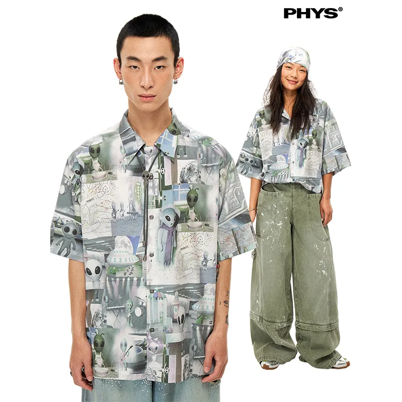 WULISHAONIAN Shirts Unisex Planet Gray-2