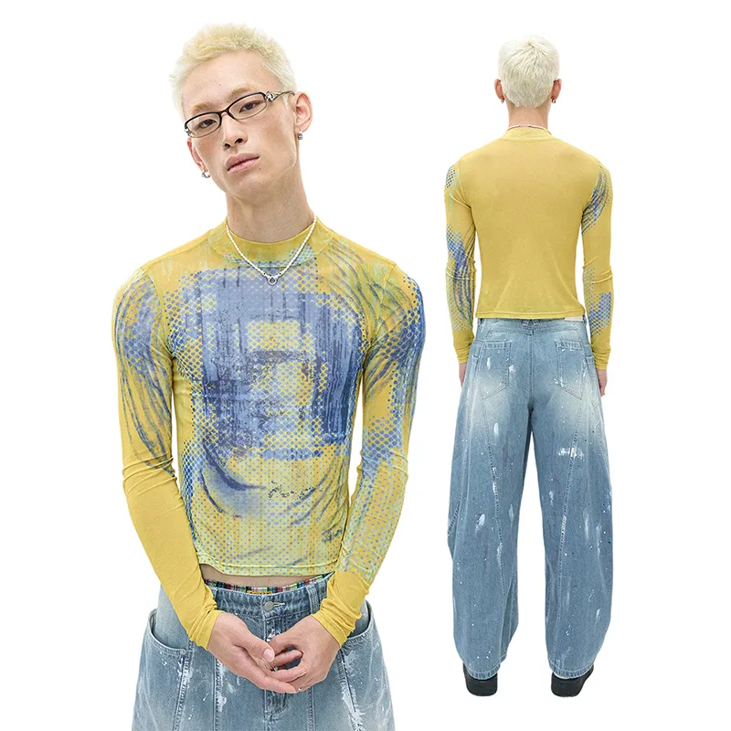 WULISHAONIAN T Shirts Unisex Yellow Blue-4