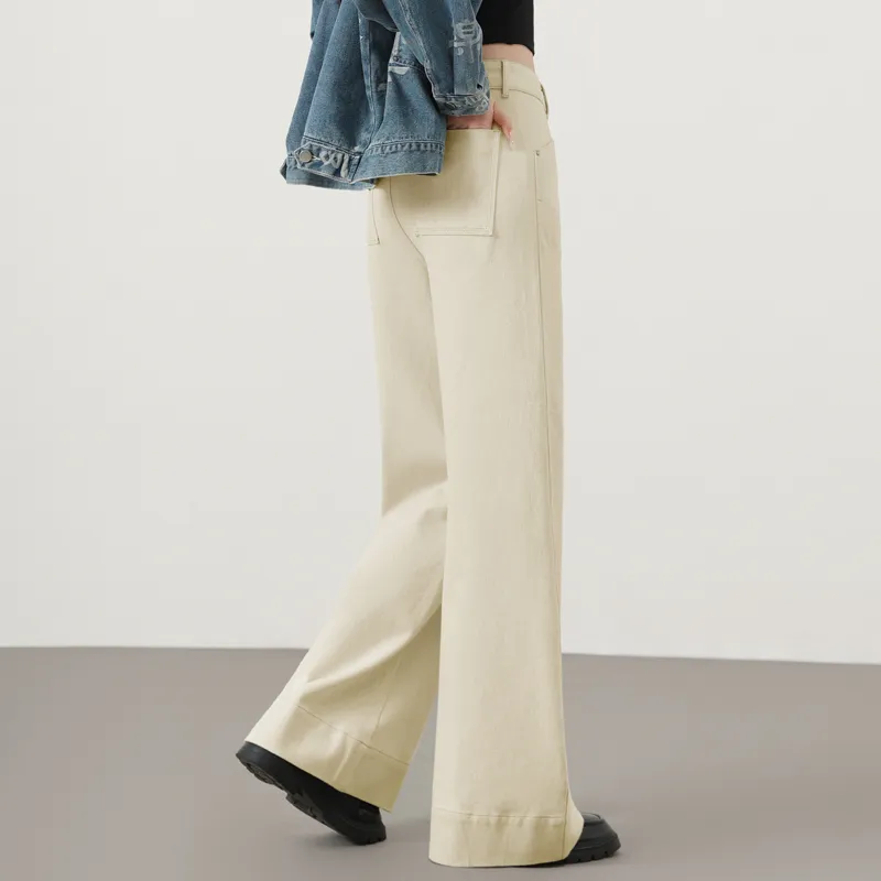 YUNGE Jeans Women's Beige Apricot-2