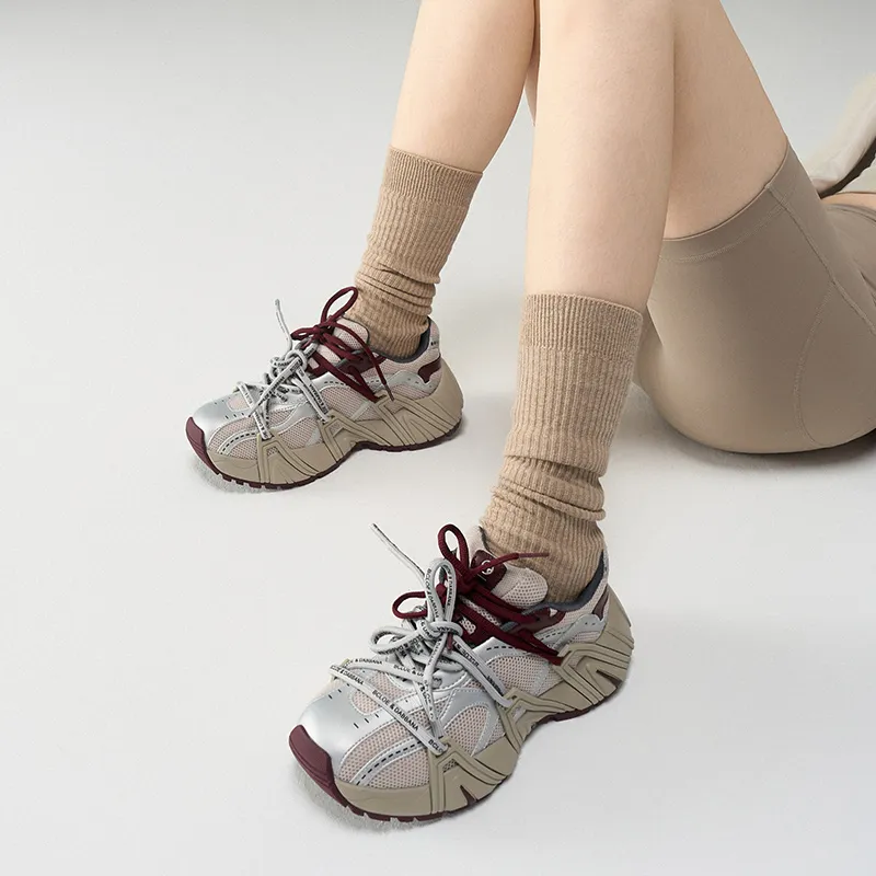Acupuncture Height Increasing, Abrasion Resistant, Lightweight, And Breathable Low Top Chunky Sneakers Women's-12