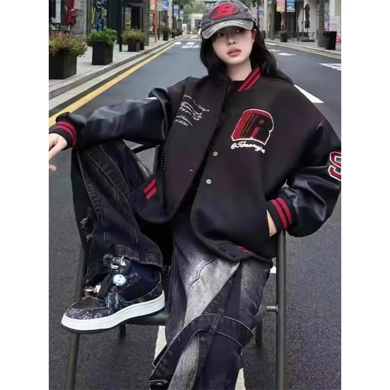 TESTUNG Fashion Baseball Jacket Unisex Classic Black-3