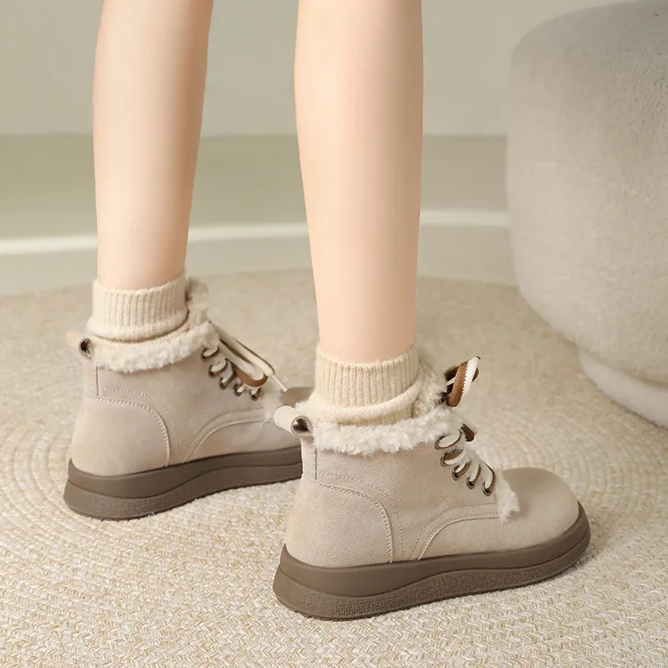 JOSINY Thermal Height Increasing Abrasion Resistant Slip Resistant Short Snow Boots Women's Camel-14
