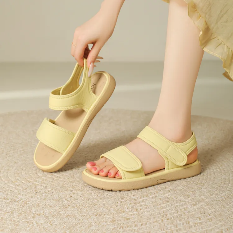 JOSINY One Strap Sandals 2.5CM Women's Yellow Gift Box Set-3