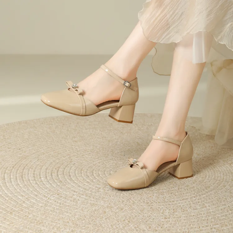 JOSINY Chunky Heel High Heels Women's Apricot-1