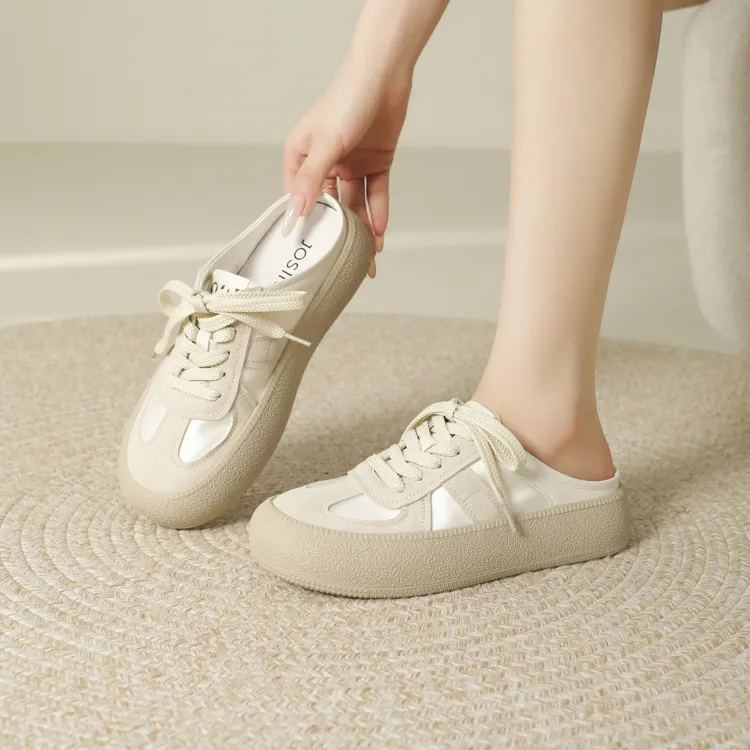 JOSINY Rubber Sole Quiet Odor Resistant Abrasion Resistant Slip Resistant Closed Toe Slippers Women's Apricot-2