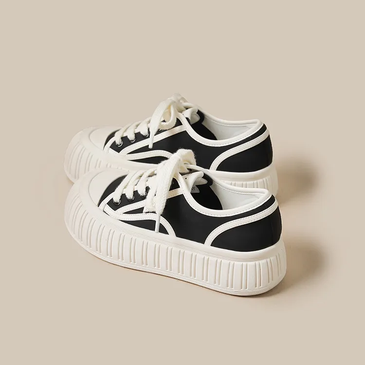 JOSINY Little White Ugly Canvas Height Increasing Low Top Skateboard Shoes Women's-15
