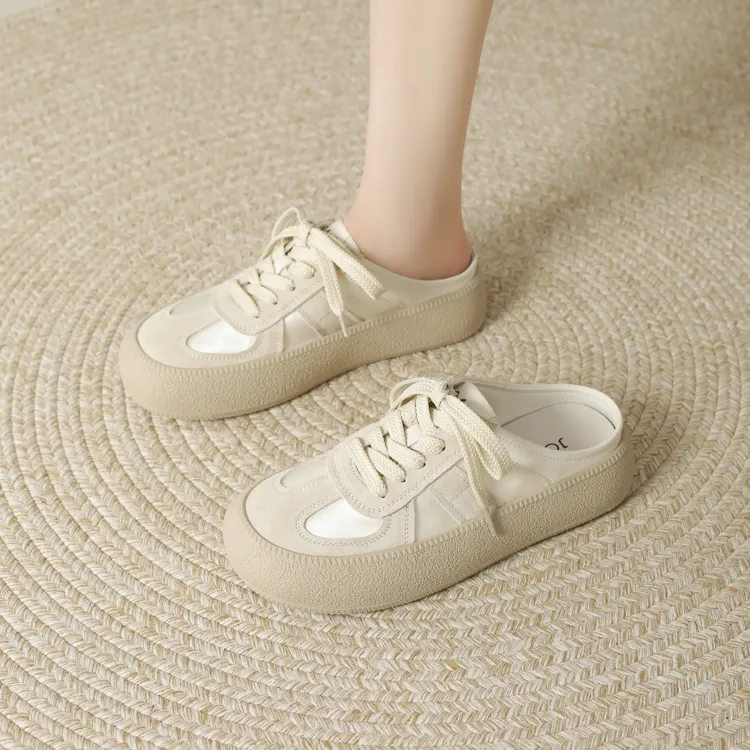 JOSINY Rubber Sole Quiet Odor Resistant Abrasion Resistant Slip Resistant Closed Toe Slippers Women's Apricot-3