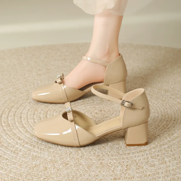 JOSINY Chunky Heel High Heels Women's Apricot-2